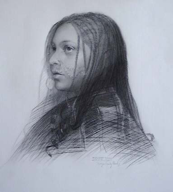 ACADEMY OF ART CANADA Portrait Drawing from Life in Charcoal Pencil, Achieved in Natural Light Using Comparative Method