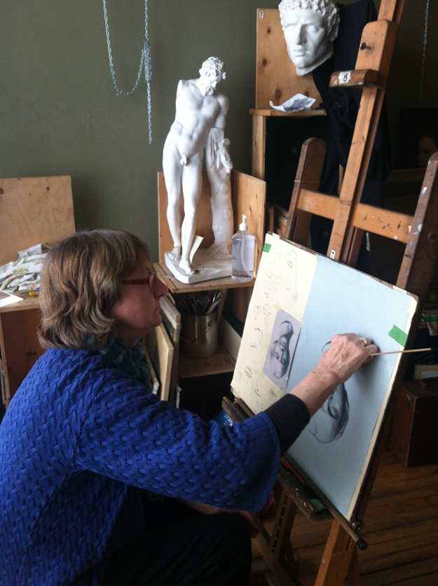 ACADEMY OF ART CANADA Student at Work on Bargue Drawing Study