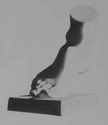 ACADEMY OF ART CANADA Student Bargue Drawing Study of Antique, Classical Foot