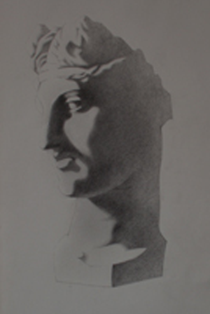 ACADEMY OF ART CANADA Student Bargue Drawing Study of a Antique Classical Head at Three Quarters View