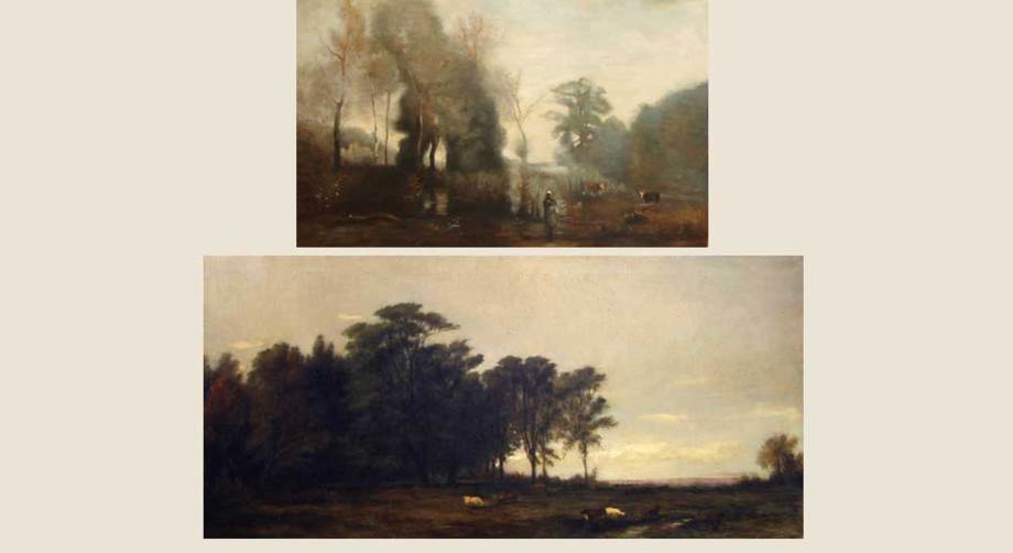 ACADEMY OF ART CANADA Historical Painting Technique Faculty Study at top after Corot, and Student Study at bottom after Casilear.