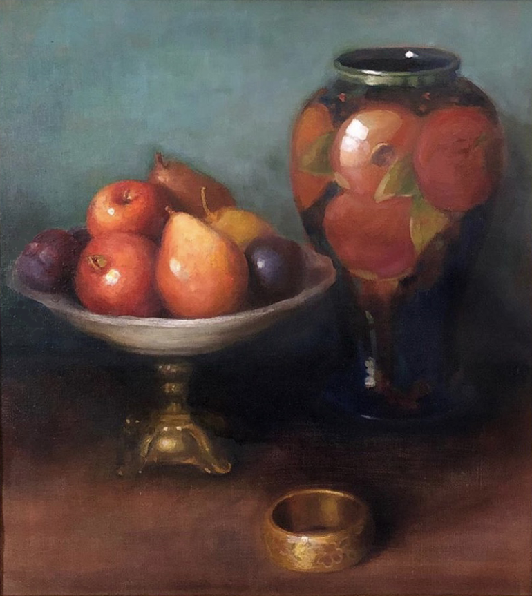 ACADEMY OF ART CANADA Still Life Painting: Bracelet, Fruit, Vase